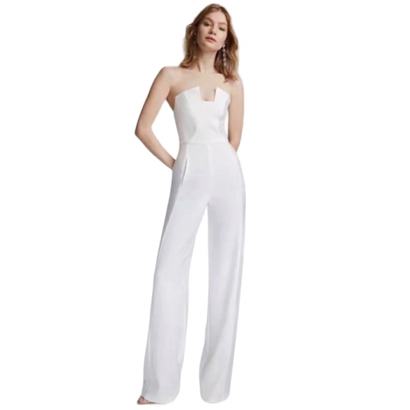 Sold * Black Halo Lena Tuxedo Strapless white Jumpsuit size 4 - Picture 5 of 10